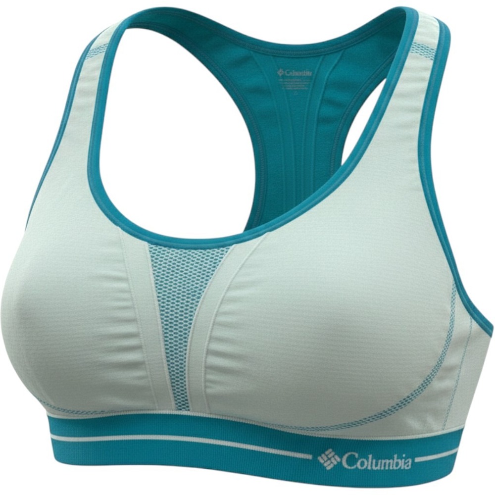 Columbia Womens Seamless Racerback Sports Bra Teal Aqua Mesh Size L